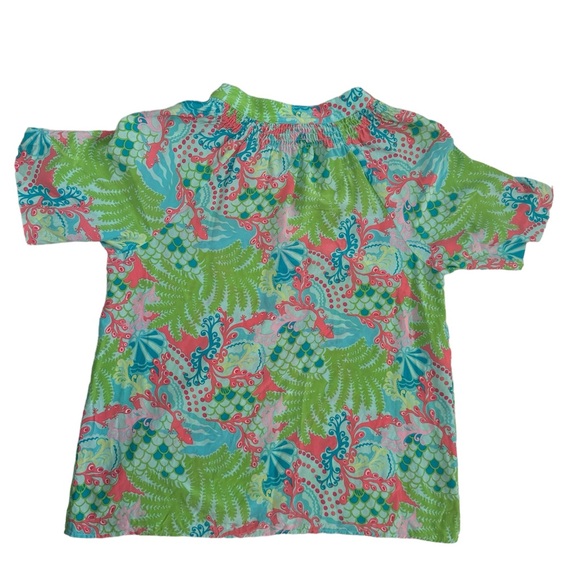 Lilly Pulitzer Button Down Pink Green Floral Shirt Size 10 - Picture 2 of 4